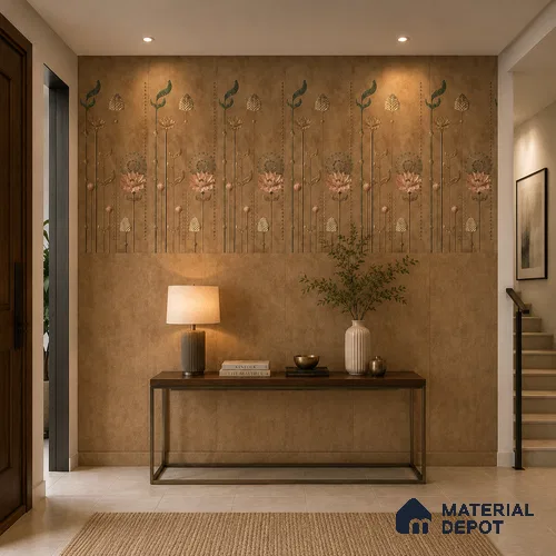 Wall Tile TL 10989 B | Glitter Brown Decor A | 4 ft x 2 ft Crits Micro Carving Matte Finish Porcelain Tile - 9 mm | Suitable for Bathroom, Accent/Feature Wall, Foyer | 3 mm Spacer Required