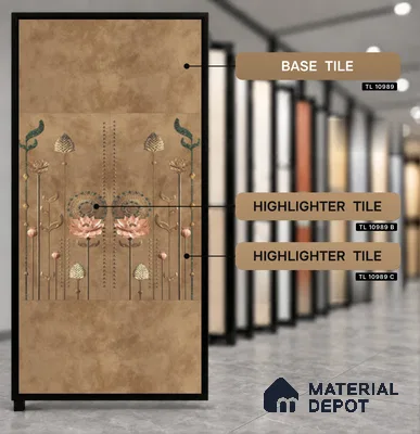 Wall Tile TL 10989 C | Glitter Brown Decor B | 4 ft x 2 ft Crits Micro Carving Matte Finish Porcelain Tile - 9 mm | Suitable for Bathroom, Accent/Feature Wall, Foyer | 3 mm Spacer Required