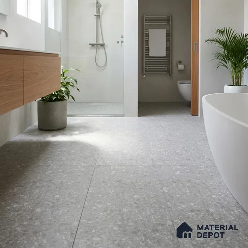 Terrazzo Wall & Floor Tile TL 10994 E | Royal Tera Grey | 4 ft x 2 ft Crits Micro Matte Finish Porcelain Tile - 9 mm | 4 Random Design | Suitable for Living Room, Bedroom, Dining & Bathroom | 3 mm Spacer Required