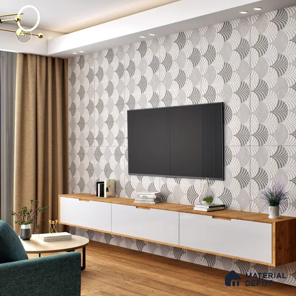 Grey Highlighter Wall Tile TL 11004 Gravier Smoky Quartz Decor 2 ft x 4 ft Vitrified Carving Matte Finish - 9 mm | Suitable For Bathroom, Accent/Feature Wall, Dining Area