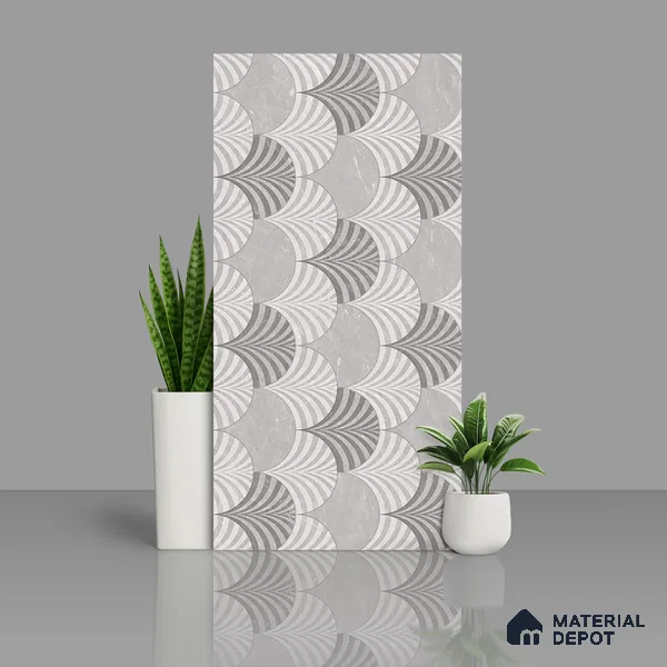 Grey Highlighter Wall Tile TL 11004 Gravier Smoky Quartz Decor 2 ft x 4 ft Vitrified Carving Matte Finish - 9 mm | Suitable For Bathroom, Accent/Feature Wall, Dining Area