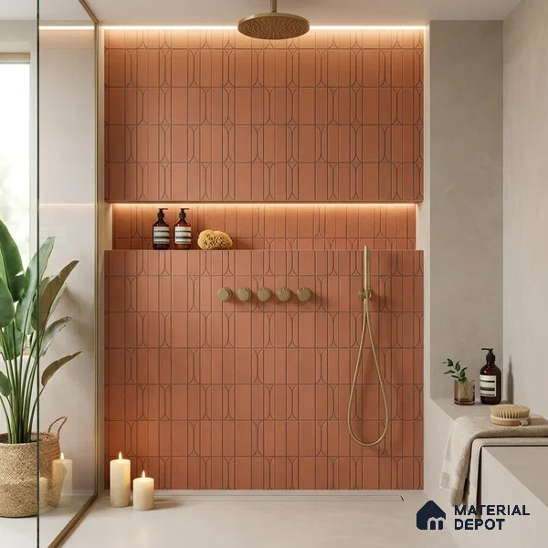 Faux Subway Wall Tile 1 ft x 1 ft Choco Line Matte Finish Ceramic Tile - 9 mm | Suitable For Highlighter Wall, Kitchen & Bathroom