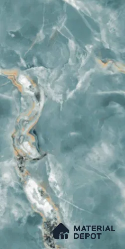 Marble Wall & Floor Tile TL 11015 Blue 4 ft x 2 ft Glossy Finish Vitrified Tile - 9 mm | Random Designs | Suitable For Living Room, Bedroom, Dining