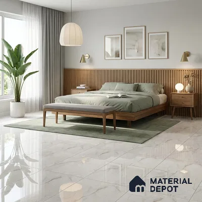 Marble Wall & Floor Tile TL 11021 Grey 4 ft x 2 ft Glossy Finish Vitrified Tile - 9 mm | 6 Random Designs | Suitable For Living Room, Bedroom, Dining