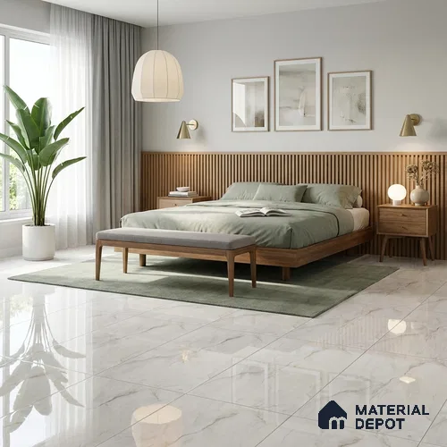 Marble Wall & Floor Tile TL 11021 Grey 4 ft x 2 ft Glossy Finish Vitrified Tile - 9 mm | 6 Random Designs | Suitable For Living Room, Bedroom, Dining