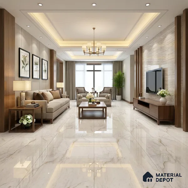 Marble Wall & Floor Tile TL 11021 Grey 4 ft x 2 ft Glossy Finish Vitrified Tile - 9 mm | 6 Random Designs | Suitable For Living Room, Bedroom, Dining