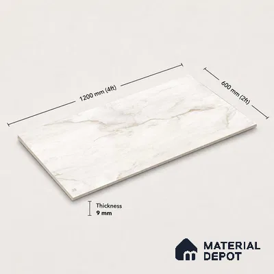 Marble Wall & Floor Tile TL 11022 Solana Vein | 4 ft x 2 ft Carving Finish Vitrified Tile - 9 mm | 6 Random Design | Suitable For Living Room, Bedroom, Bathroom