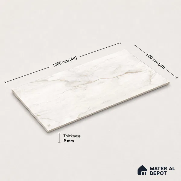 Marble Wall & Floor Tile TL 11022 Solana Vein | 4 ft x 2 ft Carving Finish Vitrified Tile - 9 mm | 6 Random Design | Suitable For Living Room, Bedroom, Bathroom