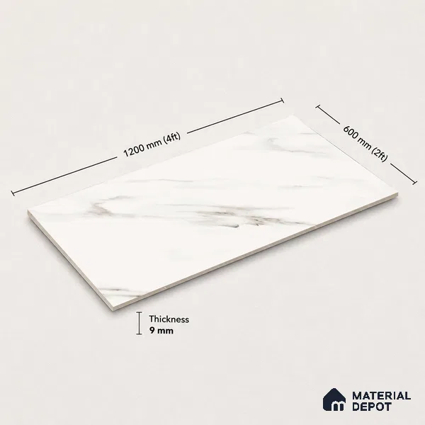 Marble Wall & Floor Tile TL 11023 Alpine Stria | 4 ft x 2 ft Glossy Finish Vitrified Tile - 9 mm | 4 Random Design | Suitable For Living Room, Bedroom, Bathroom
