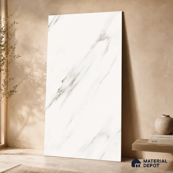 Marble Wall & Floor Tile TL 11023 Alpine Stria | 4 ft x 2 ft Glossy Finish Vitrified Tile - 9 mm | 4 Random Design | Suitable For Living Room, Bedroom, Bathroom