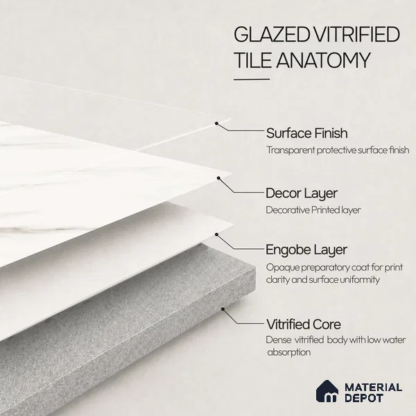 Marble Wall & Floor Tile TL 11023 Alpine Stria | 4 ft x 2 ft Glossy Finish Vitrified Tile - 9 mm | 4 Random Design | Suitable For Living Room, Bedroom, Bathroom