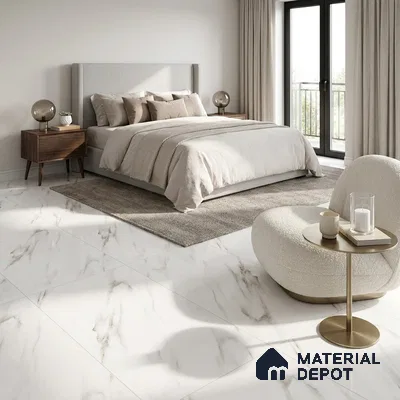 Marble Wall & Floor Tile TL 11024 White 4 ft x 2 ft Matte Finish Vitrified Tile - 9 mm | 4 Random Designs | Suitable For Living Room, Bedroom, Kitchen