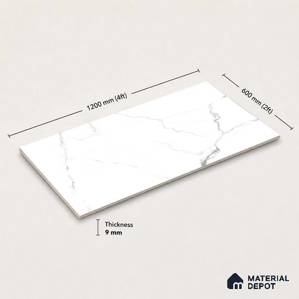 Marble Wall & Floor Tile TL 11029 Luna Cascade | 4 ft x 2 ft Glossy Finish Vitrified Tile - 9 mm | 10 Random Design | Suitable For Living Room, Bedroom, Bathroom