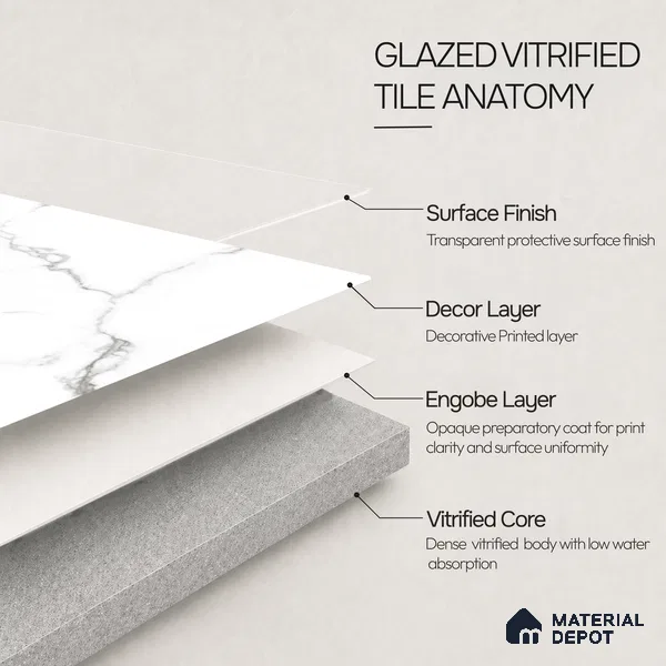 Marble Wall & Floor Tile TL 11029 Luna Cascade | 4 ft x 2 ft Glossy Finish Vitrified Tile - 9 mm | 10 Random Design | Suitable For Living Room, Bedroom, Bathroom