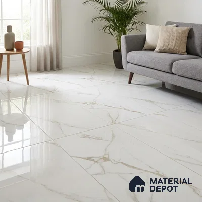 Marble Wall & Floor Tile TL 11030 White 4 ft x 2 ft Glossy Finish Vitrified Tile - 9 mm | 10 Random Designs | Suitable For Living Room, Bedroom, Dining