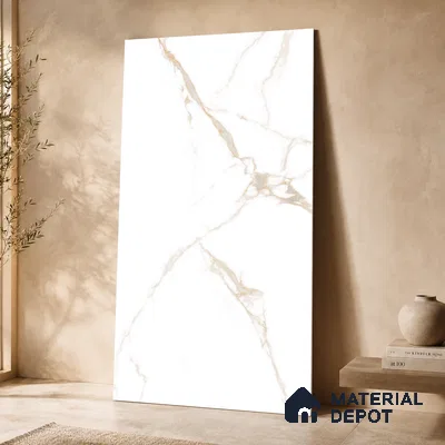 Marble Wall & Floor Tile TL 11030 Auric Cascade | 4 ft x 2 ft Glossy Finish Vitrified Tile - 9 mm | 10 Random Design | Suitable For Living Room, Bedroom, Bathroom