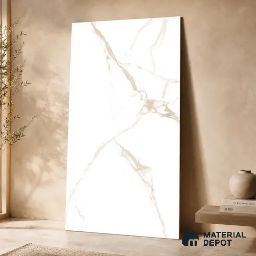 Marble Wall & Floor Tile TL 11030 Auric Cascade | 4 ft x 2 ft Glossy Finish Vitrified Tile - 9 mm | 10 Random Design | Suitable For Living Room, Bedroom, Bathroom