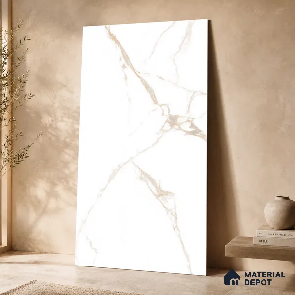 Marble Wall & Floor Tile TL 11030 Auric Cascade | 4 ft x 2 ft Glossy Finish Vitrified Tile - 9 mm | 10 Random Design | Suitable For Living Room, Bedroom, Bathroom