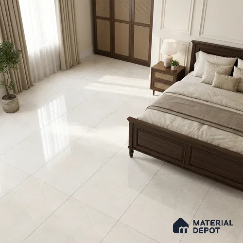 Marble Wall & Floor Tile TL 11032 White 4 ft x 2 ft Glossy Finish Vitrified Tile - 9 mm | 6 Random Designs | Suitable For Living Room, Bedroom, Dining