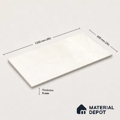Marble Wall & Floor Tile TL 11032 Alba Stria | 4 ft x 2 ft Glossy Finish Vitrified Tile - 9 mm | 6 Random Design | Suitable For Living Room, Bedroom, Bathroom