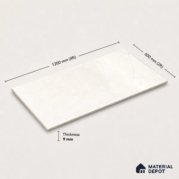 Marble Wall & Floor Tile TL 11032 Alba Stria | 4 ft x 2 ft Glossy Finish Vitrified Tile - 9 mm | 6 Random Design | Suitable For Living Room, Bedroom, Bathroom