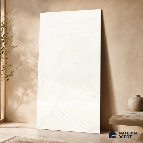 Marble Wall & Floor Tile TL 11032 Alba Stria | 4 ft x 2 ft Glossy Finish Vitrified Tile - 9 mm | 6 Random Design | Suitable For Living Room, Bedroom, Bathroom