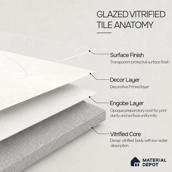 Marble Wall & Floor Tile TL 11032 Alba Stria | 4 ft x 2 ft Glossy Finish Vitrified Tile - 9 mm | 6 Random Design | Suitable For Living Room, Bedroom, Bathroom