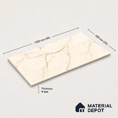 Marble Wall & Floor Tile TL 11035 Sienna Crest | 4 ft x 2 ft Glossy Finish Vitrified Tile - 9 mm | 4 Random Design | Suitable For Living Room, Bedroom, Bathroom