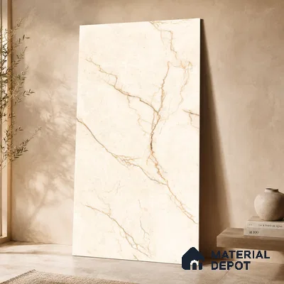 Marble Wall & Floor Tile TL 11035 Sienna Crest | 4 ft x 2 ft Glossy Finish Vitrified Tile - 9 mm | 4 Random Design | Suitable For Living Room, Bedroom, Bathroom