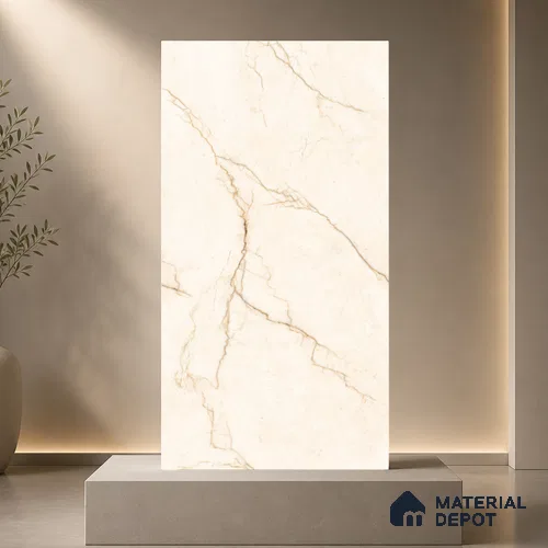 Marble Wall & Floor Tile TL 11035 Sienna Crest | 4 ft x 2 ft Glossy Finish Vitrified Tile - 9 mm | 4 Random Design | Suitable For Living Room, Bedroom, Bathroom