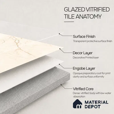 Marble Wall & Floor Tile TL 11035 Sienna Crest | 4 ft x 2 ft Glossy Finish Vitrified Tile - 9 mm | 4 Random Design | Suitable For Living Room, Bedroom, Bathroom