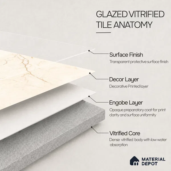 Marble Wall & Floor Tile TL 11035 Sienna Crest | 4 ft x 2 ft Glossy Finish Vitrified Tile - 9 mm | 4 Random Design | Suitable For Living Room, Bedroom, Bathroom