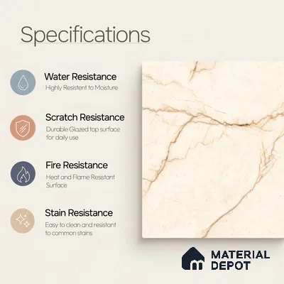 Marble Wall & Floor Tile TL 11035 Sienna Crest | 4 ft x 2 ft Glossy Finish Vitrified Tile - 9 mm | 4 Random Design | Suitable For Living Room, Bedroom, Bathroom