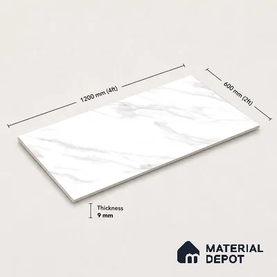 Marble Wall & Floor Tile TL 11036 Luna Stria | 4 ft x 2 ft Glossy Finish Vitrified Tile - 9 mm | 4 Random Design | Suitable For Living Room, Bedroom, Bathroom