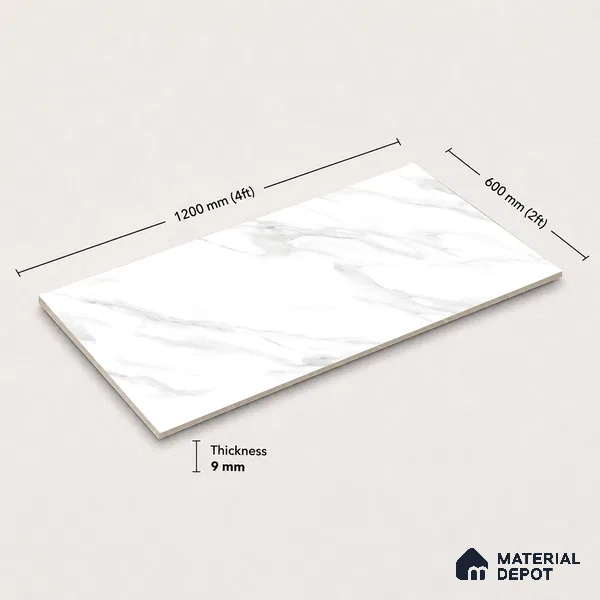 Marble Wall & Floor Tile TL 11036 Luna Stria | 4 ft x 2 ft Glossy Finish Vitrified Tile - 9 mm | 4 Random Design | Suitable For Living Room, Bedroom, Bathroom