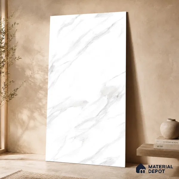 Marble Wall & Floor Tile TL 11036 Luna Stria | 4 ft x 2 ft Glossy Finish Vitrified Tile - 9 mm | 4 Random Design | Suitable For Living Room, Bedroom, Bathroom