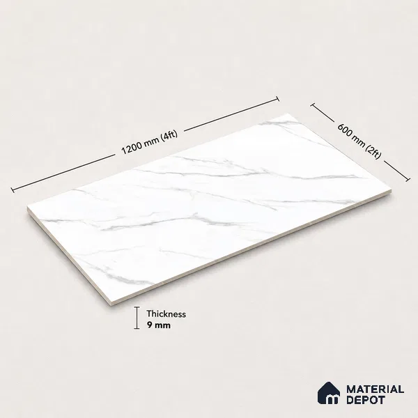 Marble Wall & Floor Tile TL 11037 Alpine Stria | 4 ft x 2 ft Glossy Finish Vitrified Tile - 9 mm | 4 Random Design | Suitable For Living Room, Bedroom, Bathroom