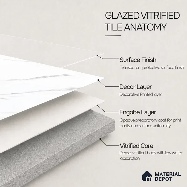 Marble Wall & Floor Tile TL 11037 Alpine Stria | 4 ft x 2 ft Glossy Finish Vitrified Tile - 9 mm | 4 Random Design | Suitable For Living Room, Bedroom, Bathroom