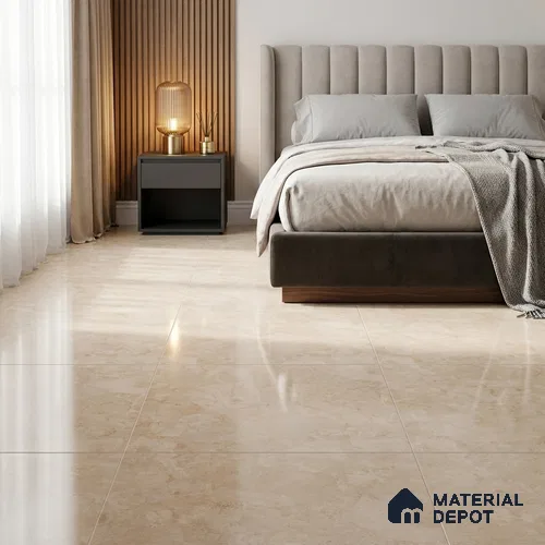 Marble Wall & Floor Tile TL 11038 Beige 4 ft x 2 ft Glossy Finish Vitrified Tile - 9 mm | 4 Random Designs | Suitable For Living Room, Bedroom, Dining
