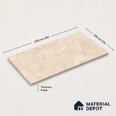 Marble Wall & Floor Tile TL 11038 Siena Tuff | 4 ft x 2 ft Glossy Finish Vitrified Tile - 9 mm | 4 Random Design | Suitable For Living Room, Bedroom, Bathroom