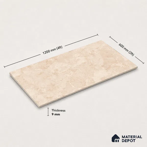 Marble Wall & Floor Tile TL 11038 Siena Tuff | 4 ft x 2 ft Glossy Finish Vitrified Tile - 9 mm | 4 Random Design | Suitable For Living Room, Bedroom, Bathroom