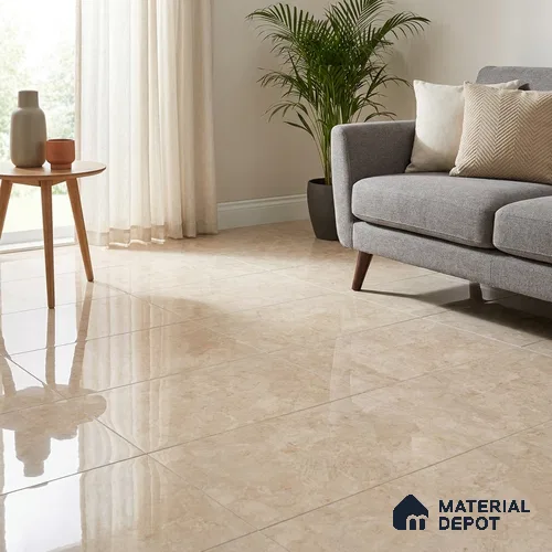 Marble Wall & Floor Tile TL 11038 Beige 4 ft x 2 ft Glossy Finish Vitrified Tile - 9 mm | 4 Random Designs | Suitable For Living Room, Bedroom, Dining