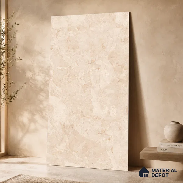 Marble Wall & Floor Tile TL 11038 Siena Tuff | 4 ft x 2 ft Glossy Finish Vitrified Tile - 9 mm | 4 Random Design | Suitable For Living Room, Bedroom, Bathroom