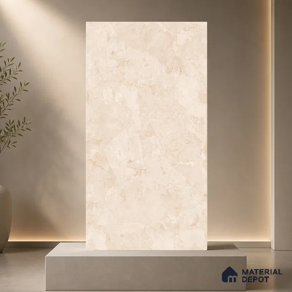 Marble Wall & Floor Tile TL 11038 Siena Tuff | 4 ft x 2 ft Glossy Finish Vitrified Tile - 9 mm | 4 Random Design | Suitable For Living Room, Bedroom, Bathroom