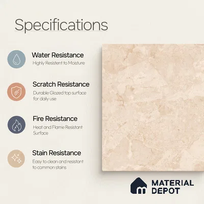 Marble Wall & Floor Tile TL 11038 Siena Tuff | 4 ft x 2 ft Glossy Finish Vitrified Tile - 9 mm | 4 Random Design | Suitable For Living Room, Bedroom, Bathroom