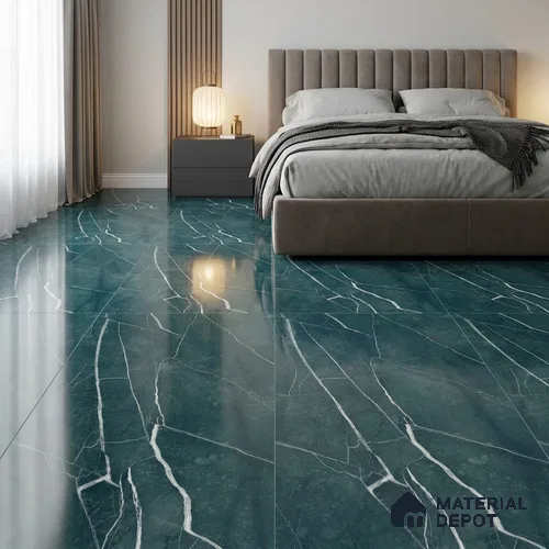 Marble Wall & Floor Tile TL 11040 Blue 4 ft x 2 ft High Gloss Finish Vitrified Tile - 9 mm | 4 Random Designs | Suitable For Living Room, Bedroom, Dining