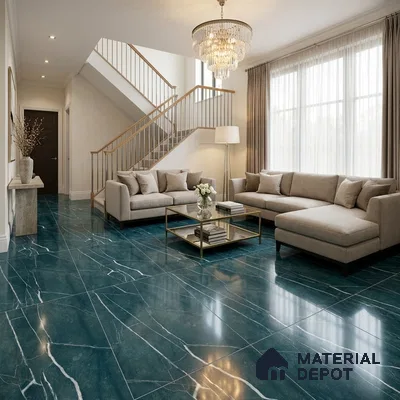 Marble Wall & Floor Tile TL 11040 Blue 4 ft x 2 ft High Gloss Finish Vitrified Tile - 9 mm | 4 Random Designs | Suitable For Living Room, Bedroom, Dining