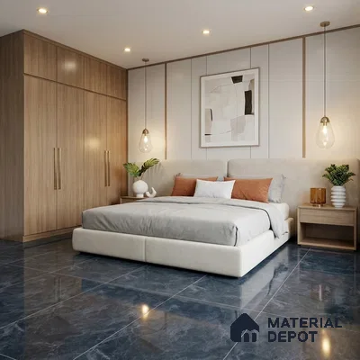 Marble Wall & Floor Tile TL 11041 Blue 4 ft x 2 ft High Gloss Finish Vitrified Tile - 9 mm | 5 Random Designs | Suitable For Living Room, Bedroom, Dining