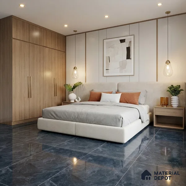 Marble Wall & Floor Tile TL 11041 Blue 4 ft x 2 ft High Gloss Finish Vitrified Tile - 9 mm | 5 Random Designs | Suitable For Living Room, Bedroom, Dining