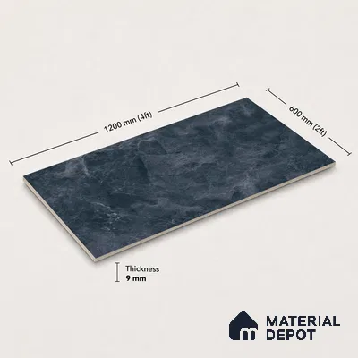 Marble Wall & Floor Tile TL 11041 Baltic Obsidian | 4 ft x 2 ft High Glossy Finish Vitrified Tile - 9 mm | 5 Random Design | Suitable For Living Room, Bedroom, Bathroom